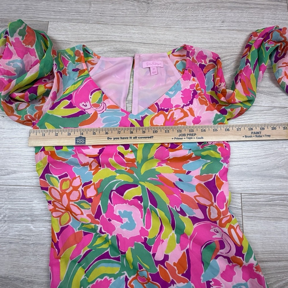 Lilly Pulitzer Carleigh Lulu Tunic Mini Dress Women's 00 Silk Long Sleeve V Neck - Picture 6 of 8